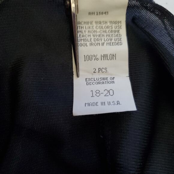 MILCO Babydoll Nightgown Teddie BLACK SATIN Plunge Neck Short Lingerie 18/20 2X - Picture 6 of 6